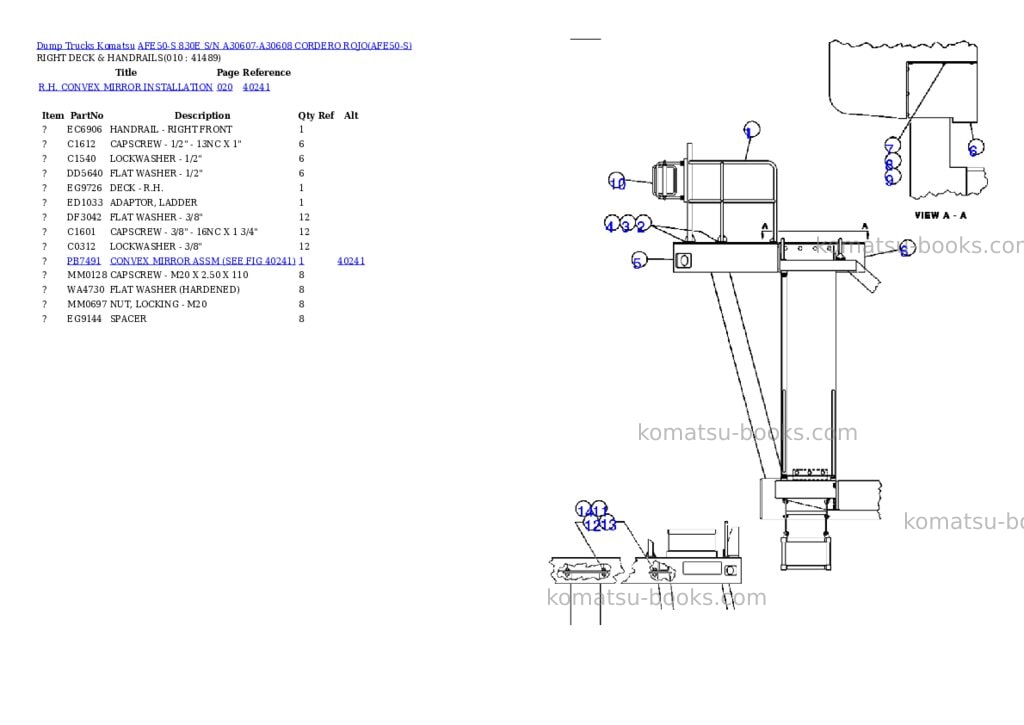 Komatsu afe50-s 830e s/n a30607-a30608 cordero rojo Parts catalog cover Page 10 Komatsu afe50-s 830e s/n a30607-a30608 cordero rojo Parts catalog cover Page 10