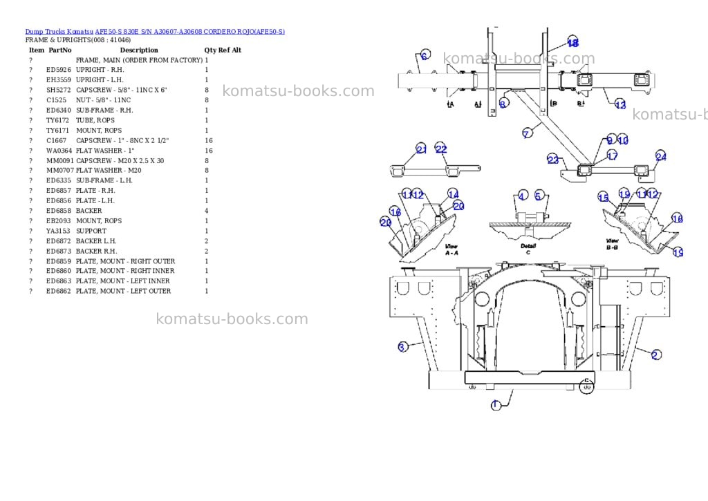 Komatsu afe50-s 830e s/n a30607-a30608 cordero rojo Parts catalog cover Page 8 Komatsu afe50-s 830e s/n a30607-a30608 cordero rojo Parts catalog cover Page 8