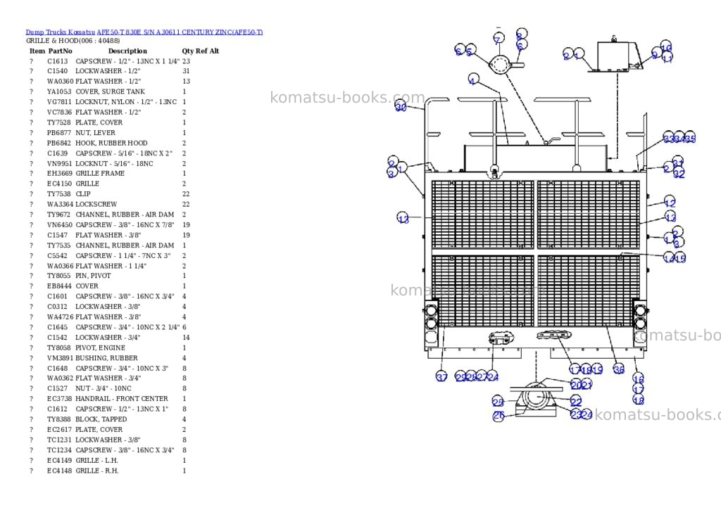 Komatsu afe50-t 830e s/n a30611 century zinc Parts catalog cover Page 3 Komatsu afe50-t 830e s/n a30611 century zinc Parts catalog cover Page 3