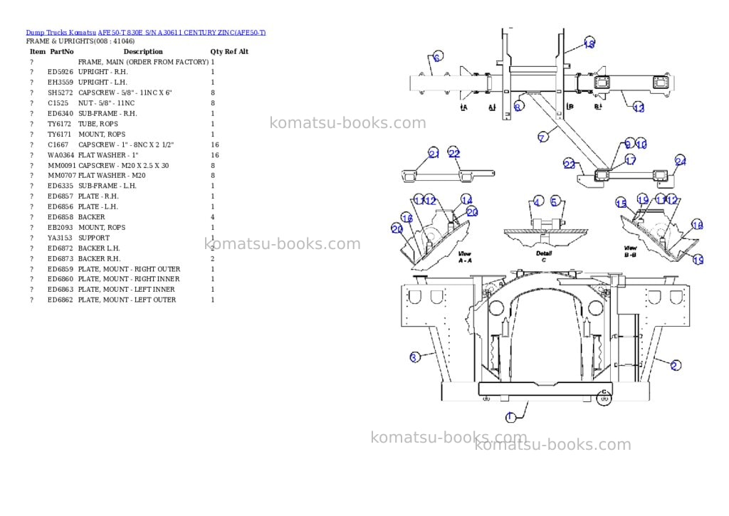 Komatsu afe50-t 830e s/n a30611 century zinc Parts catalog cover Page 4 Komatsu afe50-t 830e s/n a30611 century zinc Parts catalog cover Page 4