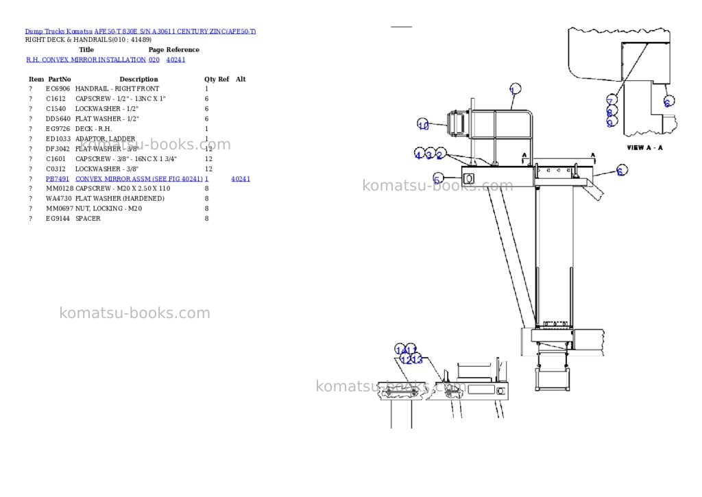 Komatsu afe50-t 830e s/n a30611 century zinc Parts catalog cover Page 5 Komatsu afe50-t 830e s/n a30611 century zinc Parts catalog cover Page 5