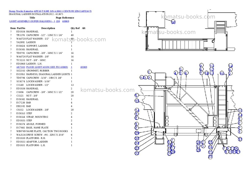 Komatsu afe50-t 830e s/n a30611 century zinc Parts catalog cover Page 6 Komatsu afe50-t 830e s/n a30611 century zinc Parts catalog cover Page 6