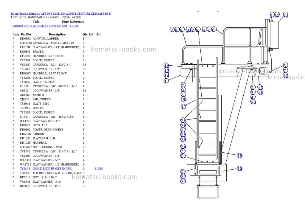 Komatsu afe50-t 830e s/n a30611 century zinc Parts catalog cover Page 8 Komatsu afe50-t 830e s/n a30611 century zinc Parts catalog cover Page 8