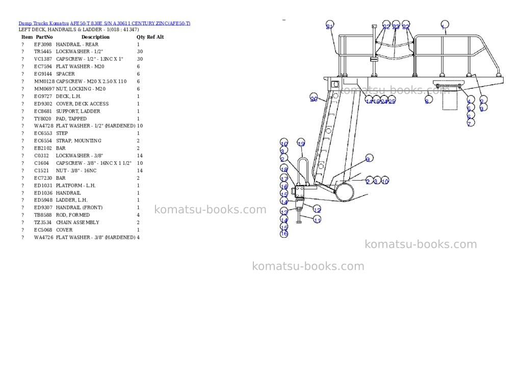 Komatsu afe50-t 830e s/n a30611 century zinc Parts catalog cover Page 9 Komatsu afe50-t 830e s/n a30611 century zinc Parts catalog cover Page 9
