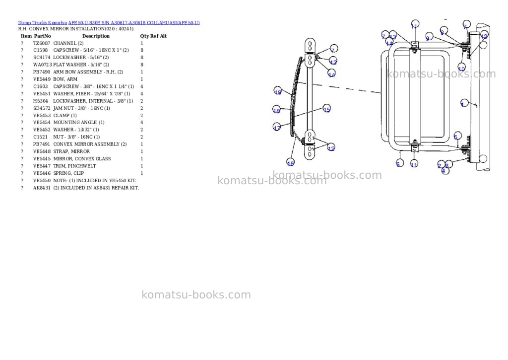 Komatsu afe50-u 830e s/n a30617-a30618 collahuasi Parts catalog cover Page 10