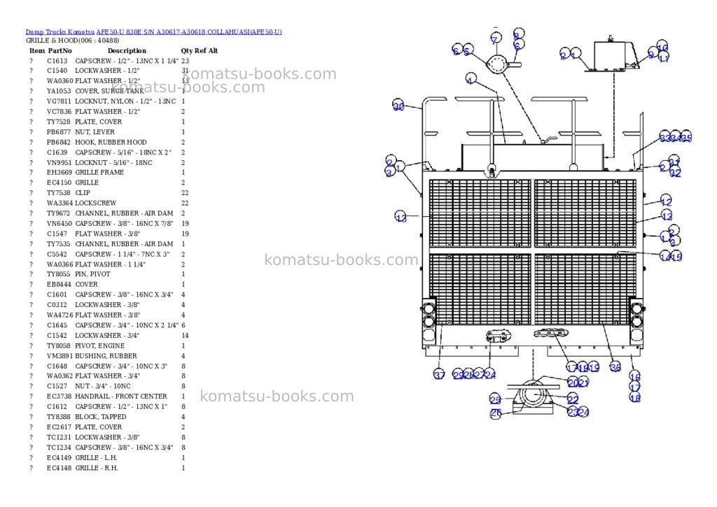 Komatsu afe50-u 830e s/n a30617-a30618 collahuasi Parts catalog cover Page 3