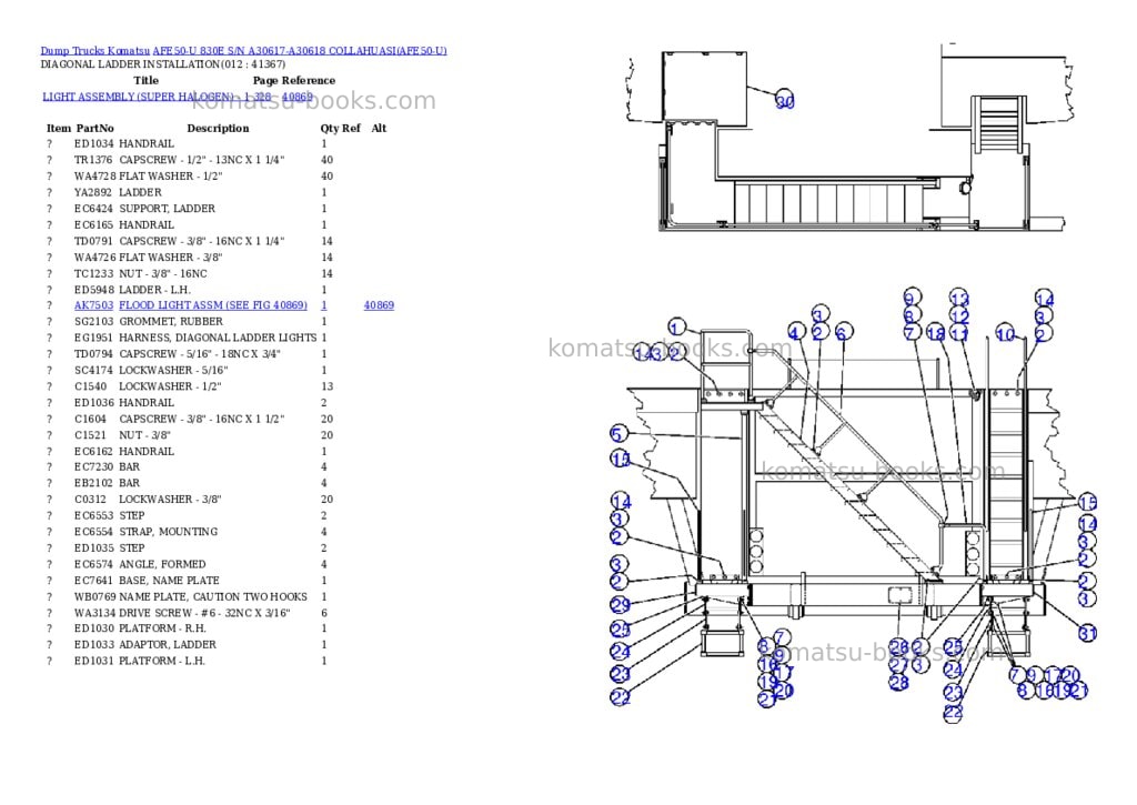 Komatsu afe50-u 830e s/n a30617-a30618 collahuasi Parts catalog cover Page 6