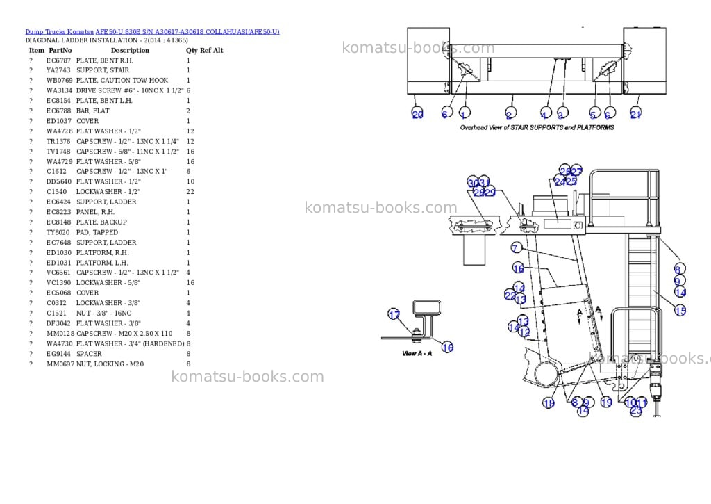 Komatsu afe50-u 830e s/n a30617-a30618 collahuasi Parts catalog cover Page 7