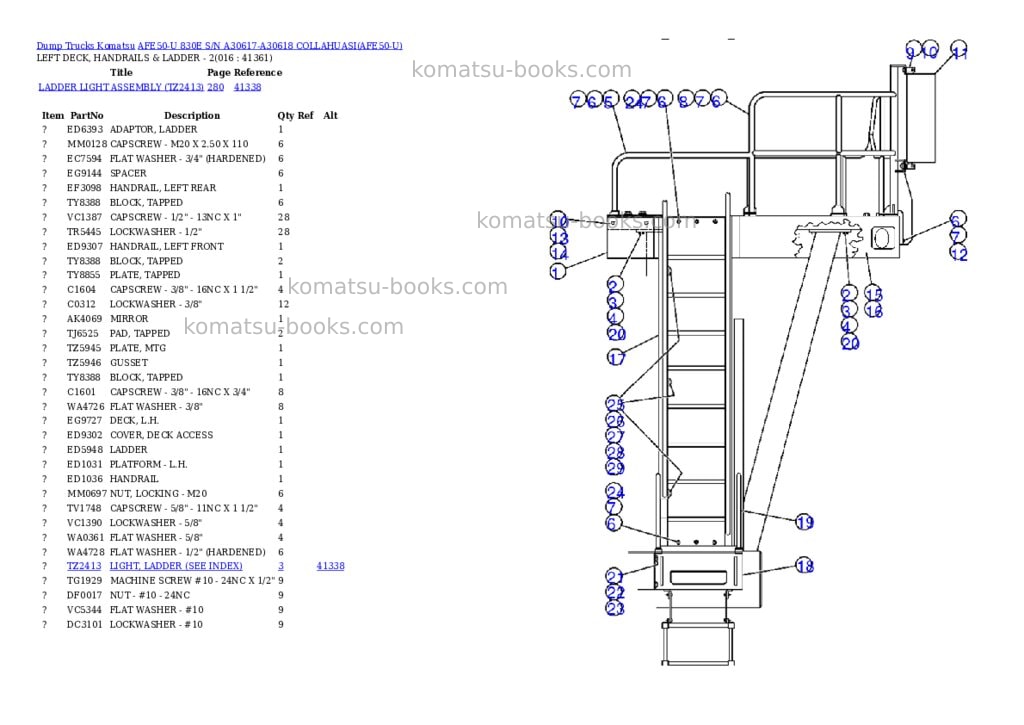 Komatsu afe50-u 830e s/n a30617-a30618 collahuasi Parts catalog cover Page 8