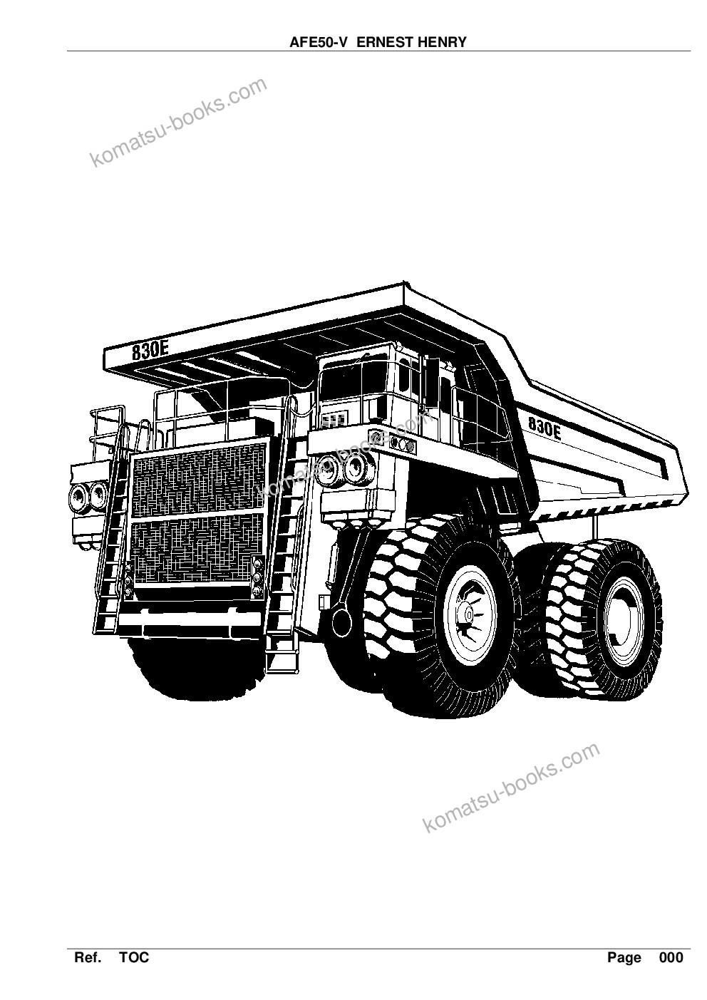 Komatsu afe50-v 830e s/n a30612-a30614 ernest henry Parts catalog cover