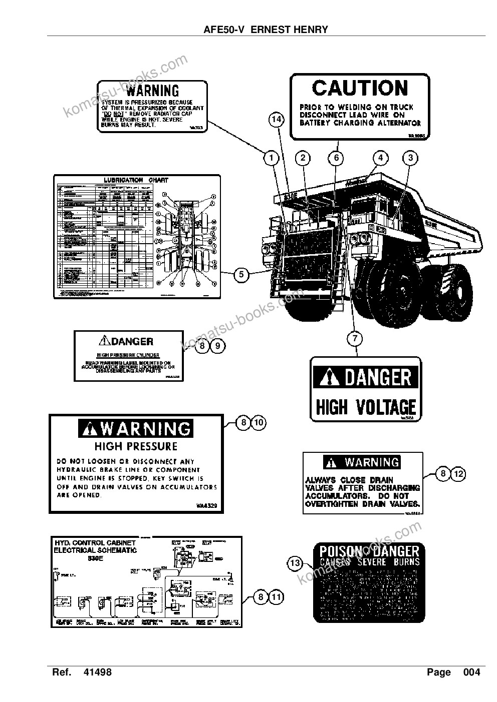Komatsu afe50-v 830e s/n a30612-a30614 ernest henry Parts catalog cover Page 6