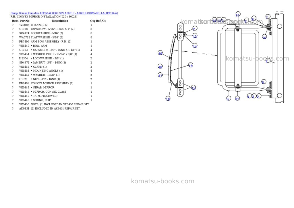 Komatsu afe50-w 830e s/n a30615 - a30616 coppabella Parts catalog cover Page 10