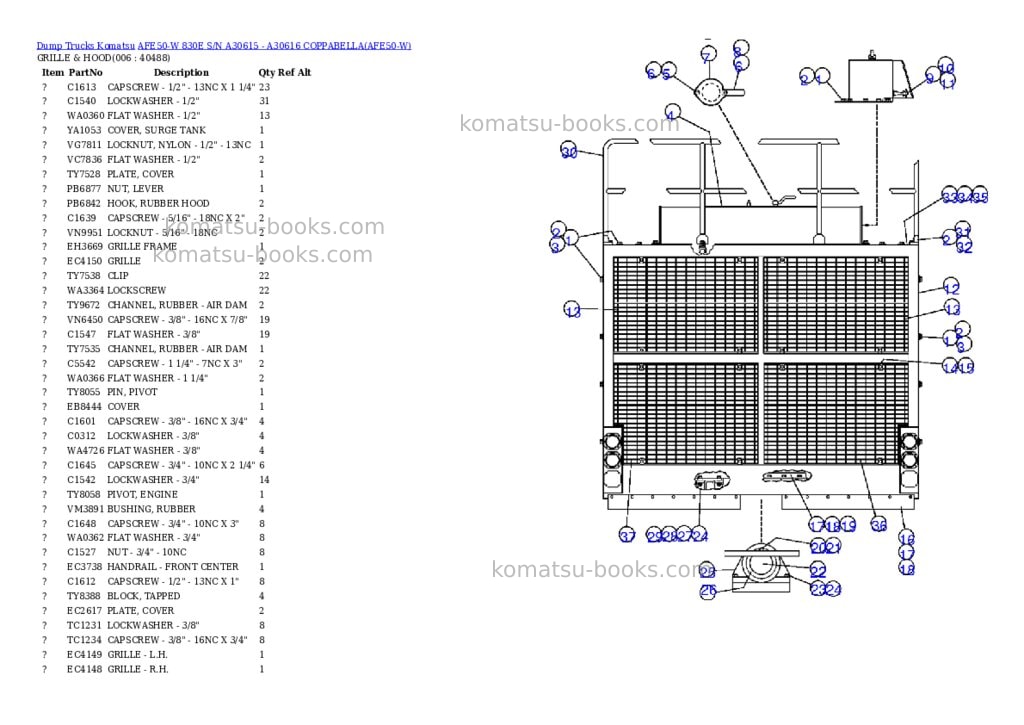 Komatsu afe50-w 830e s/n a30615 - a30616 coppabella Parts catalog cover Page 3