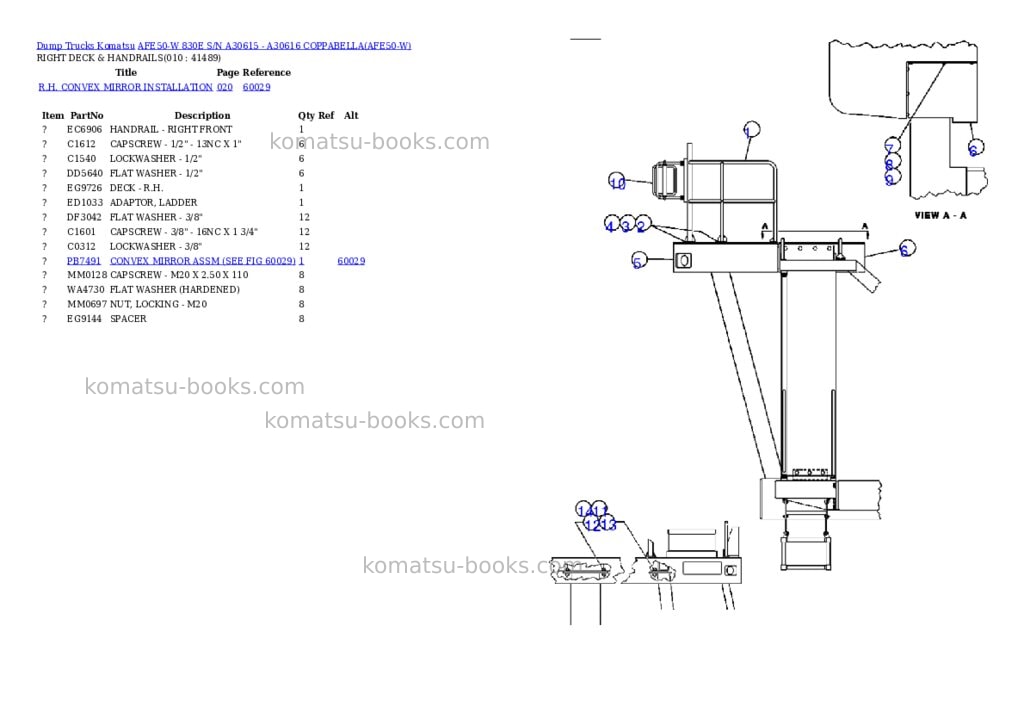 Komatsu afe50-w 830e s/n a30615 - a30616 coppabella Parts catalog cover Page 5