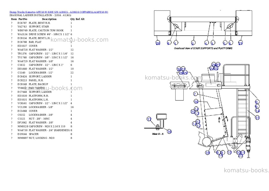 Komatsu afe50-w 830e s/n a30615 - a30616 coppabella Parts catalog cover Page 7