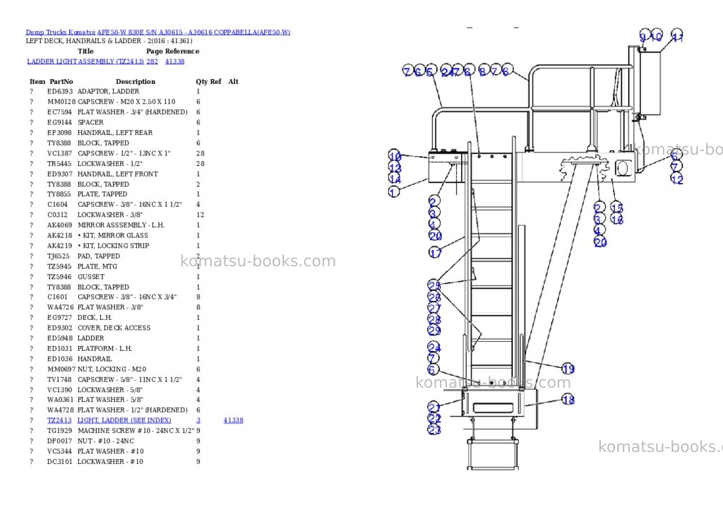 Komatsu afe50-w 830e s/n a30615 - a30616 coppabella Parts catalog cover Page 8