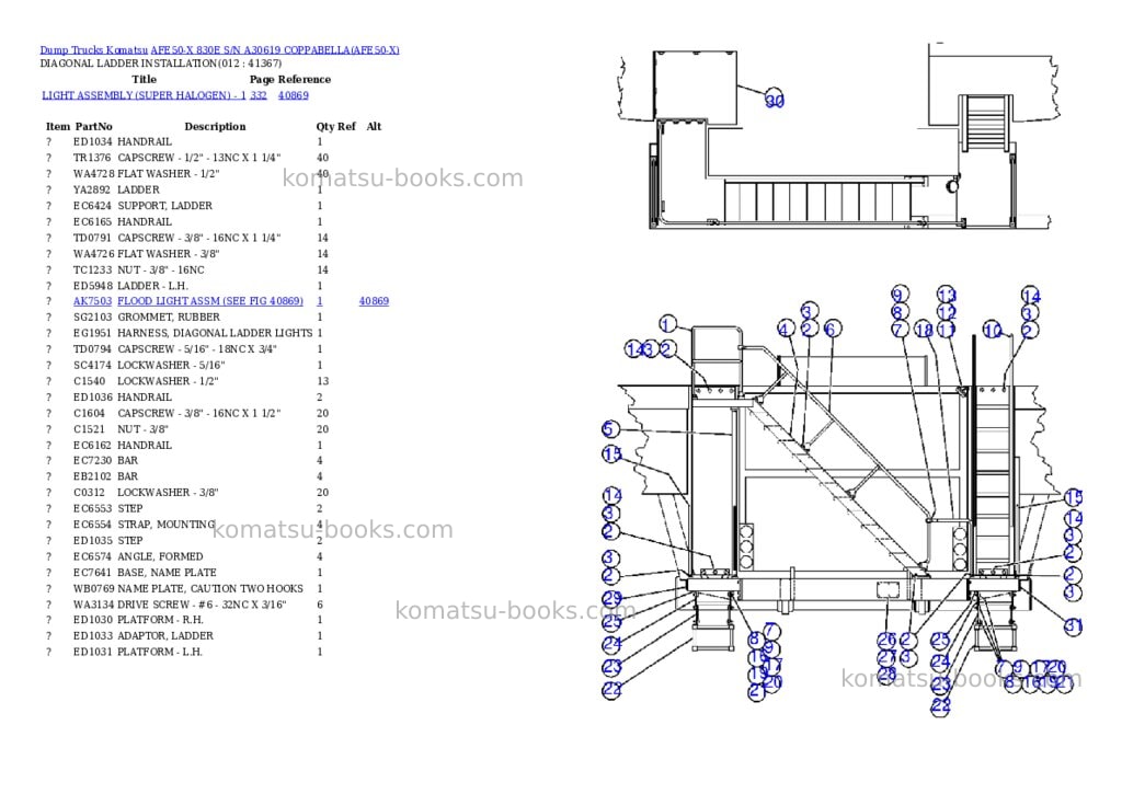 Komatsu afe50-x 830e s/n a30619 coppabella Parts catalog cover Page 6 Komatsu afe50-x 830e s/n a30619 coppabella Parts catalog cover Page 6