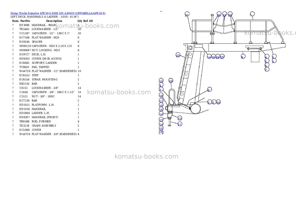 Komatsu afe50-x 830e s/n a30619 coppabella Parts catalog cover Page 9 Komatsu afe50-x 830e s/n a30619 coppabella Parts catalog cover Page 9