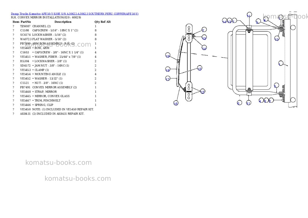 Komatsu afe50-y 830e s/n a30622-a30623 southern peru copper Parts catalog cover Page 10 Komatsu afe50-y 830e s/n a30622-a30623 southern peru copper Parts catalog cover Page 10