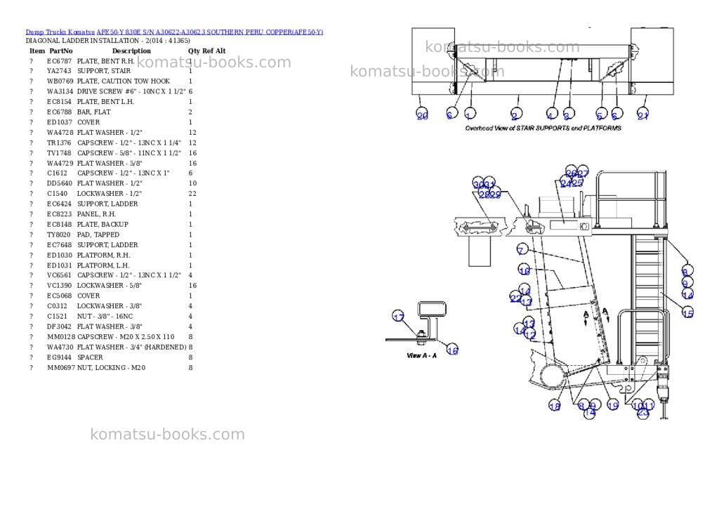 Komatsu afe50-y 830e s/n a30622-a30623 southern peru copper Parts catalog cover Page 7 Komatsu afe50-y 830e s/n a30622-a30623 southern peru copper Parts catalog cover Page 7