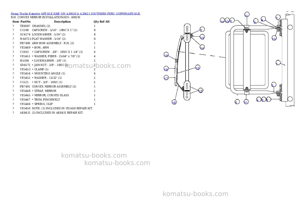 Komatsu afe50-z 830e s/n a30620 & a30621 southern peru copper Parts catalog cover Page 10 Komatsu afe50-z 830e s/n a30620 & a30621 southern peru copper Parts catalog cover Page 10