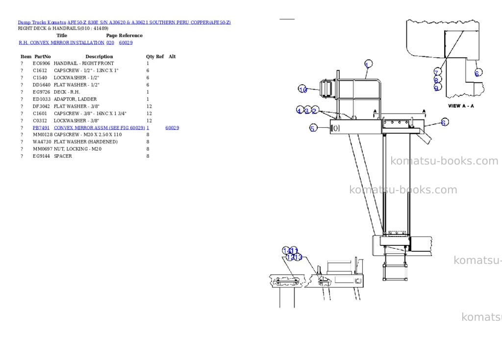 Komatsu afe50-z 830e s/n a30620 & a30621 southern peru copper Parts catalog cover Page 5 Komatsu afe50-z 830e s/n a30620 & a30621 southern peru copper Parts catalog cover Page 5