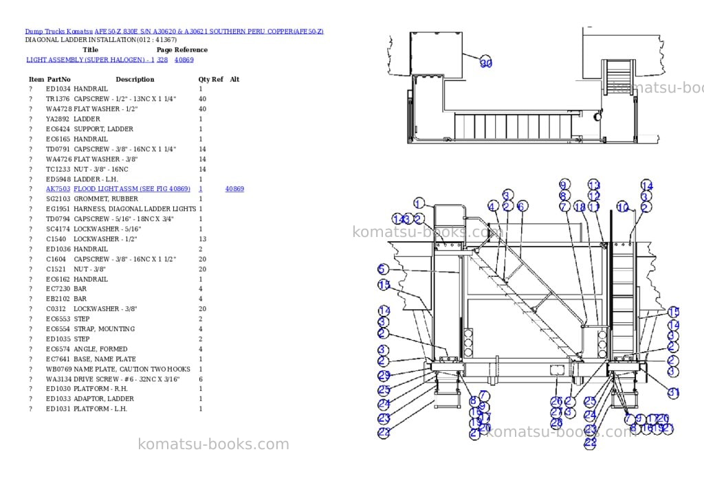 Komatsu afe50-z 830e s/n a30620 & a30621 southern peru copper Parts catalog cover Page 6 Komatsu afe50-z 830e s/n a30620 & a30621 southern peru copper Parts catalog cover Page 6