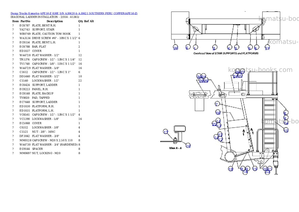 Komatsu afe50-z 830e s/n a30620 & a30621 southern peru copper Parts catalog cover Page 7 Komatsu afe50-z 830e s/n a30620 & a30621 southern peru copper Parts catalog cover Page 7