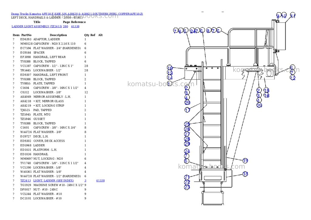 Komatsu afe50-z 830e s/n a30620 & a30621 southern peru copper Parts catalog cover Page 8 Komatsu afe50-z 830e s/n a30620 & a30621 southern peru copper Parts catalog cover Page 8