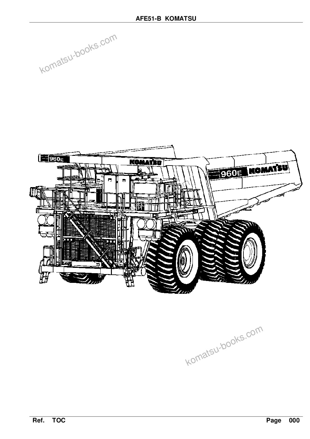 Komatsu afe51-b 960e-1 s/n a30003 - a30024 komatsu 960e-1 Parts catalog cover Komatsu afe51-b 960e-1 s/n a30003 - a30024 komatsu 960e-1 Parts catalog cover