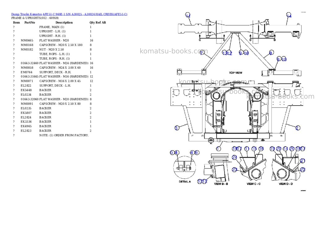 Komatsu afe51-c 960e-1 s/n a30025 - a30026 hail creek Parts catalog cover Page 6 Komatsu afe51-c 960e-1 s/n a30025 - a30026 hail creek Parts catalog cover Page 6