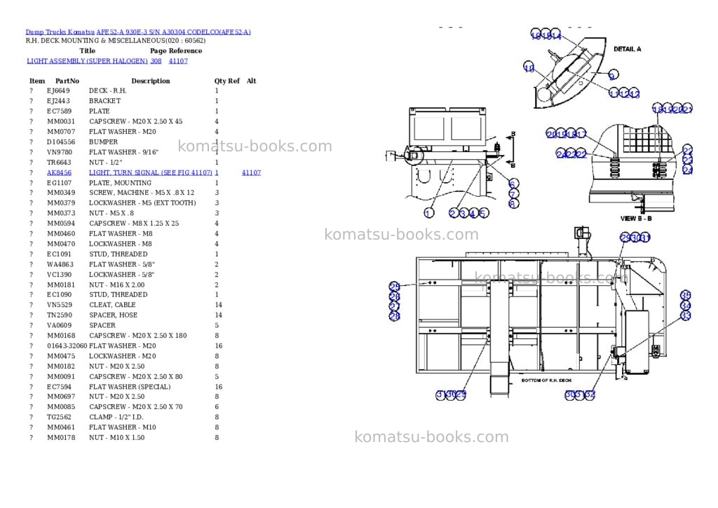 Komatsu afe52-a 930e-3 s/n a30304 codelco Parts catalog cover Page 10