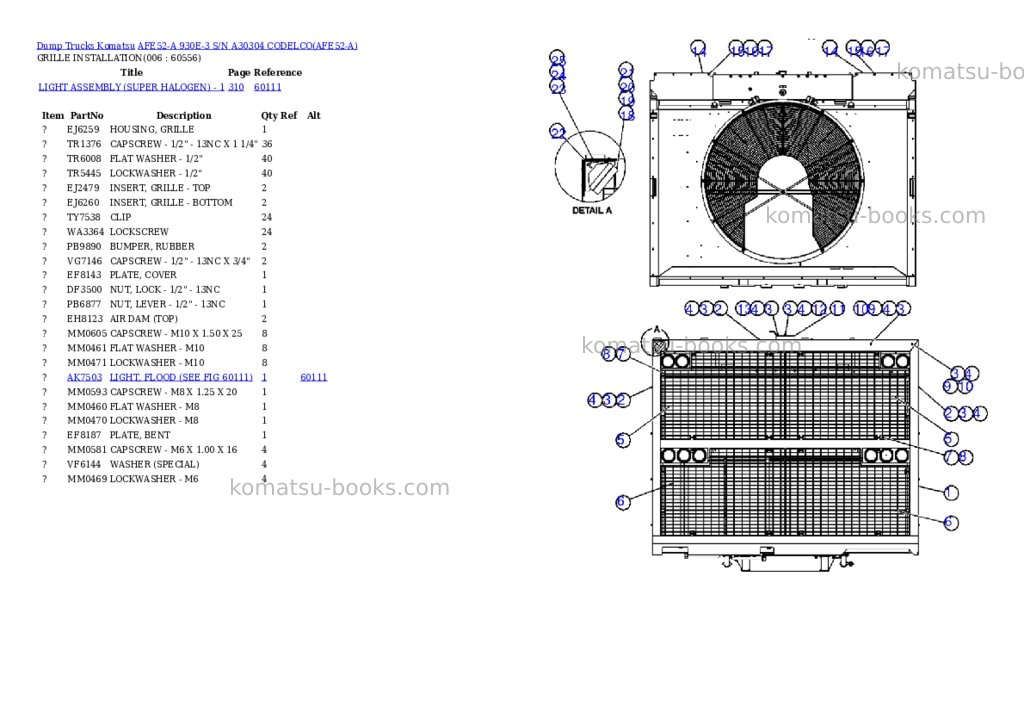 Komatsu afe52-a 930e-3 s/n a30304 codelco Parts catalog cover Page 3