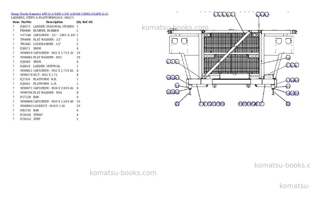 Komatsu afe52-a 930e-3 s/n a30304 codelco Parts catalog cover Page 5