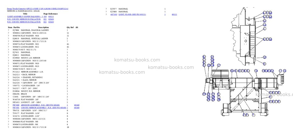 Komatsu afe52-a 930e-3 s/n a30304 codelco Parts catalog cover Page 7