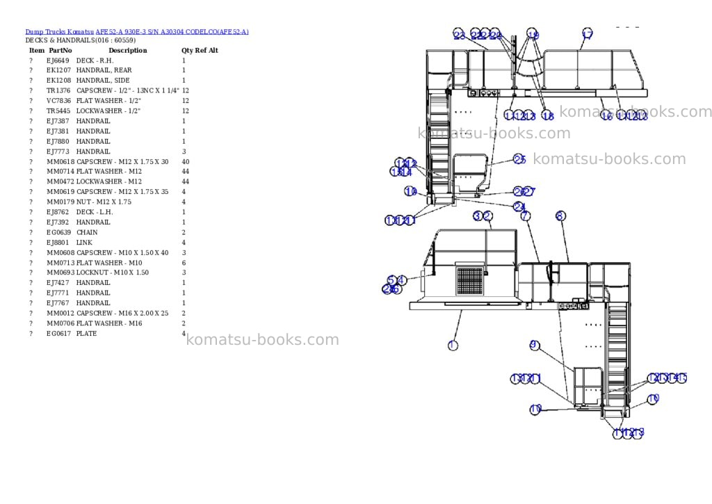 Komatsu afe52-a 930e-3 s/n a30304 codelco Parts catalog cover Page 8