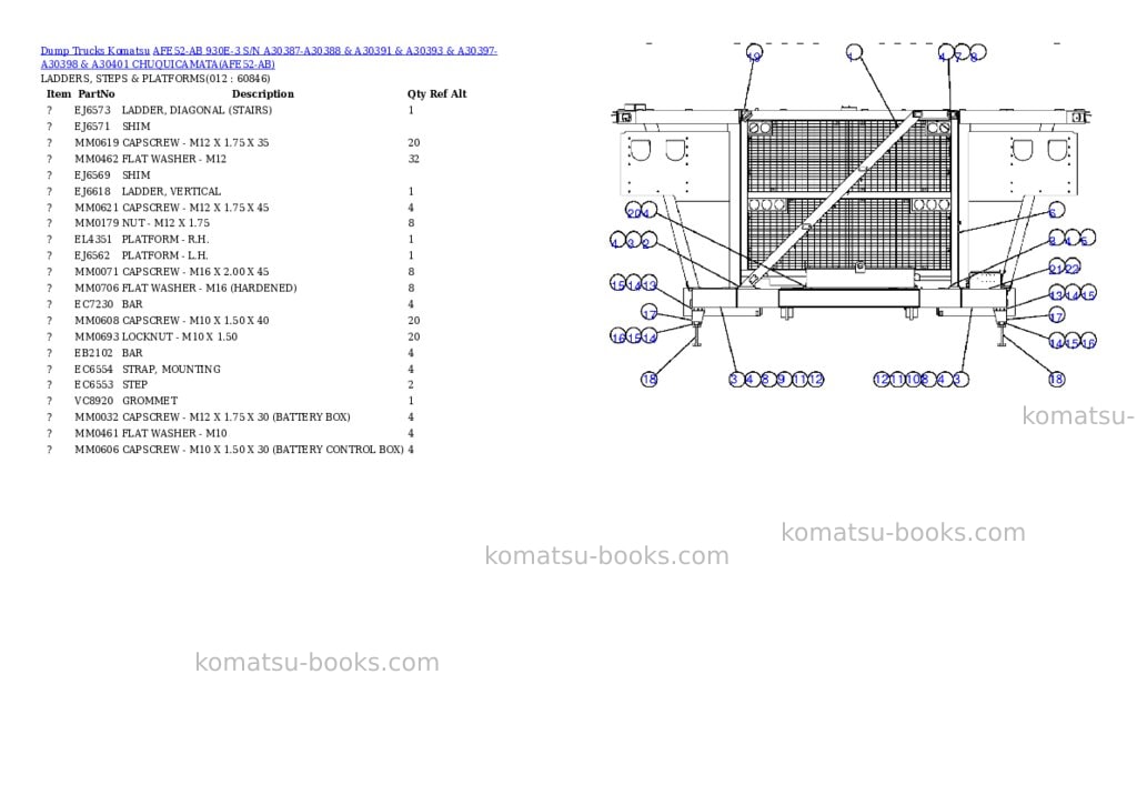 Komatsu afe52-ab 930e-3 s/n a30387-a30388 & a30391 & a30393 & a30397-a30398 & a30401 chuquicamata Parts catalog cover Page 6