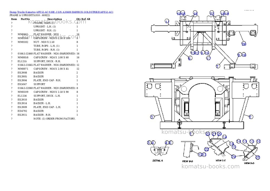 Komatsu afe52-ac 930e-3 s/n a30400 barrick goldstrike Parts catalog cover Page 5