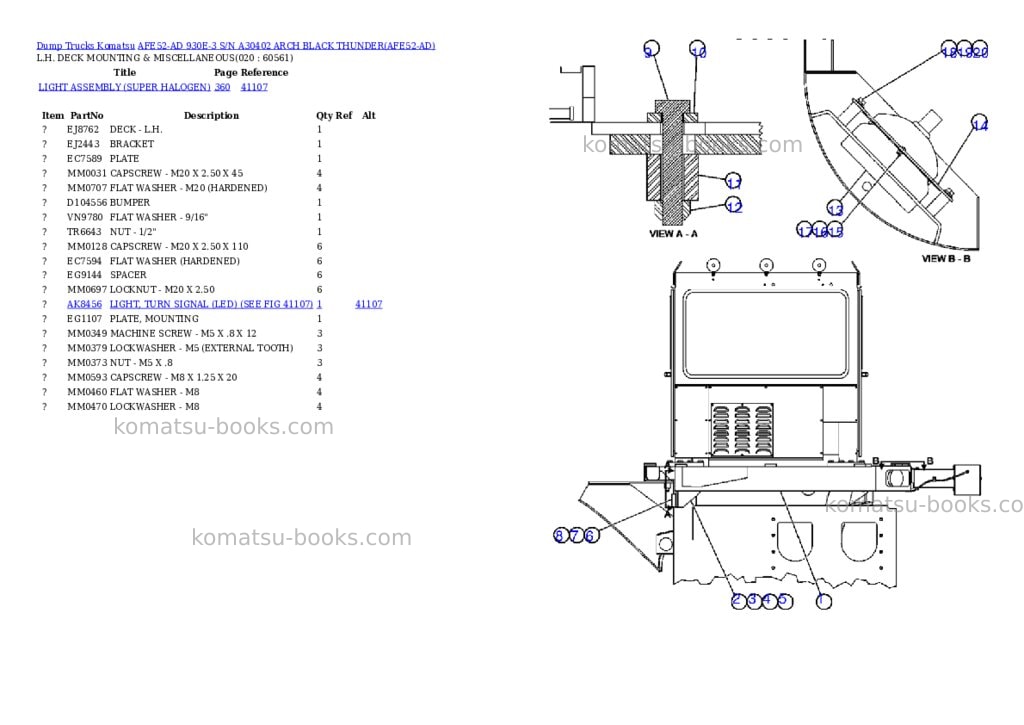 Komatsu afe52-ad 930e-3 s/n a30402 arch black thunder Parts catalog cover Page 10