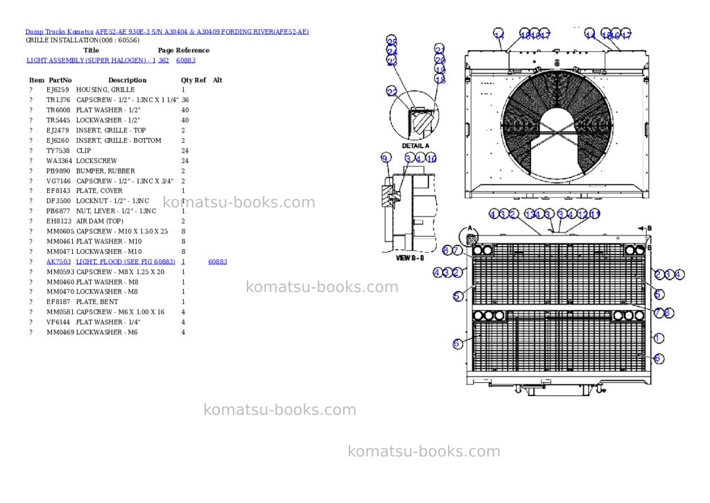 Komatsu afe52-ae 930e-3 s/n a30404 & a30409 fording river Parts catalog cover Page 4