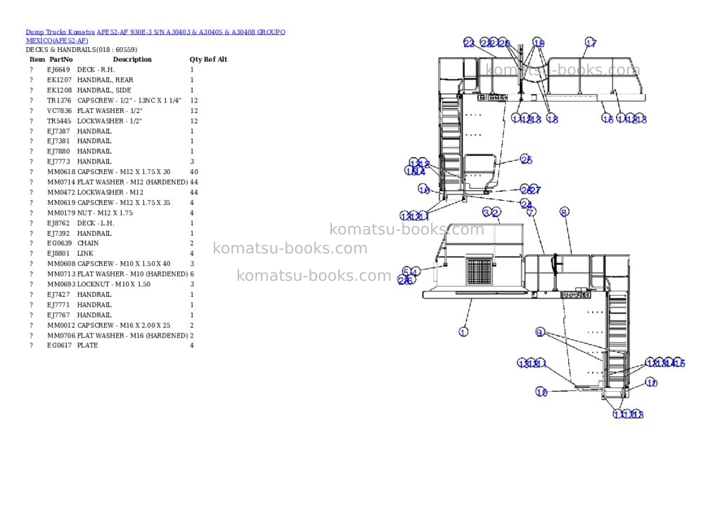 Komatsu afe52-af 930e-3 s/n a30403 & a30405 & a30408 groupo mexico Parts catalog cover Page 9
