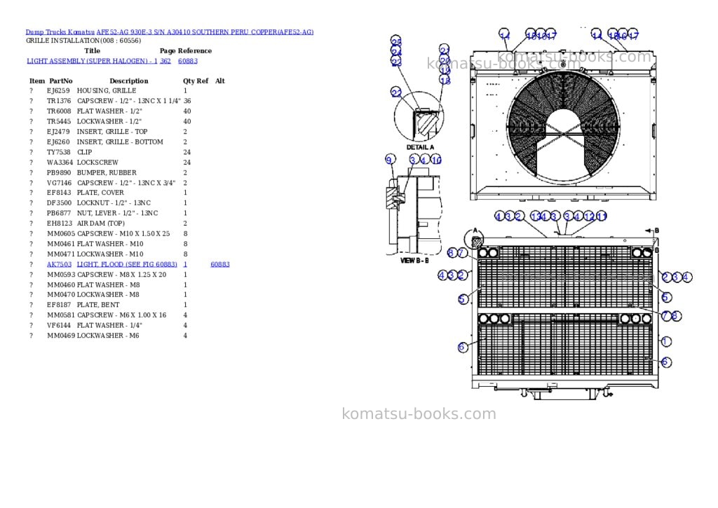 Komatsu afe52-ag 930e-3 s/n a30410 southern peru copper Parts catalog cover Page 4