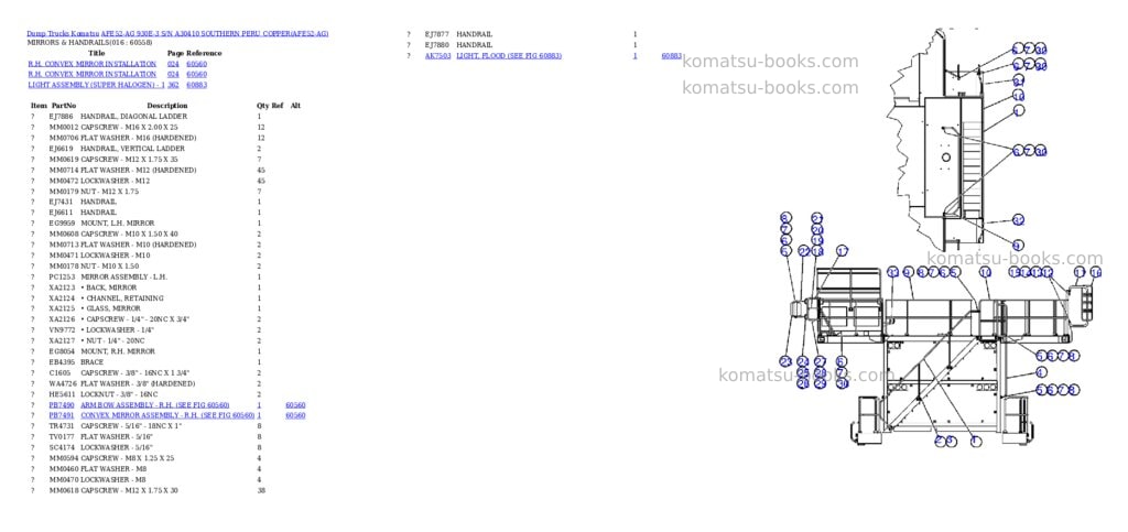 Komatsu afe52-ag 930e-3 s/n a30410 southern peru copper Parts catalog cover Page 8