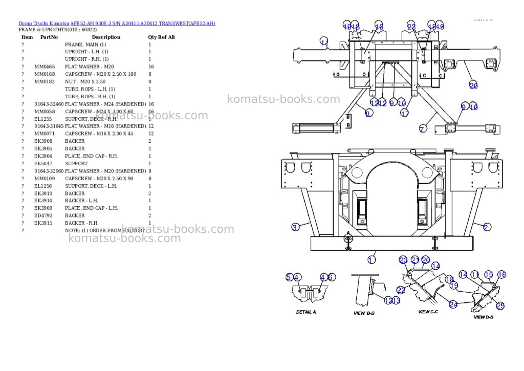 Komatsu afe52-ah 930e-3 s/n a30411-a30412 transwest Parts catalog cover Page 5