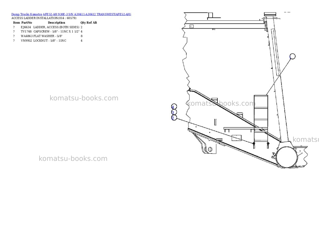 Komatsu afe52-ah 930e-3 s/n a30411-a30412 transwest Parts catalog cover Page 7