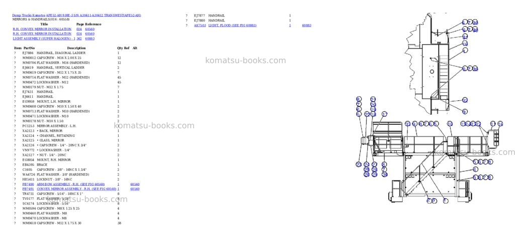 Komatsu afe52-ah 930e-3 s/n a30411-a30412 transwest Parts catalog cover Page 8