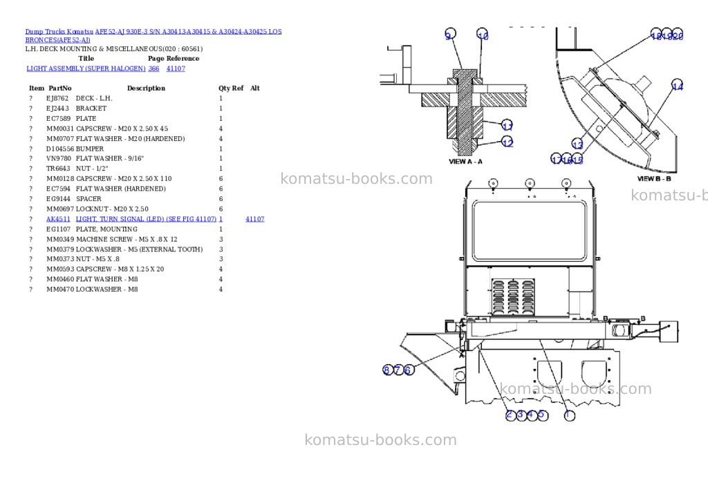 Komatsu afe52-aj 930e-3 s/n a30413-a30415 & a30424-a30425 los bronces Parts catalog cover Page 10 Komatsu afe52-aj 930e-3 s/n a30413-a30415 & a30424-a30425 los bronces Parts catalog cover Page 10