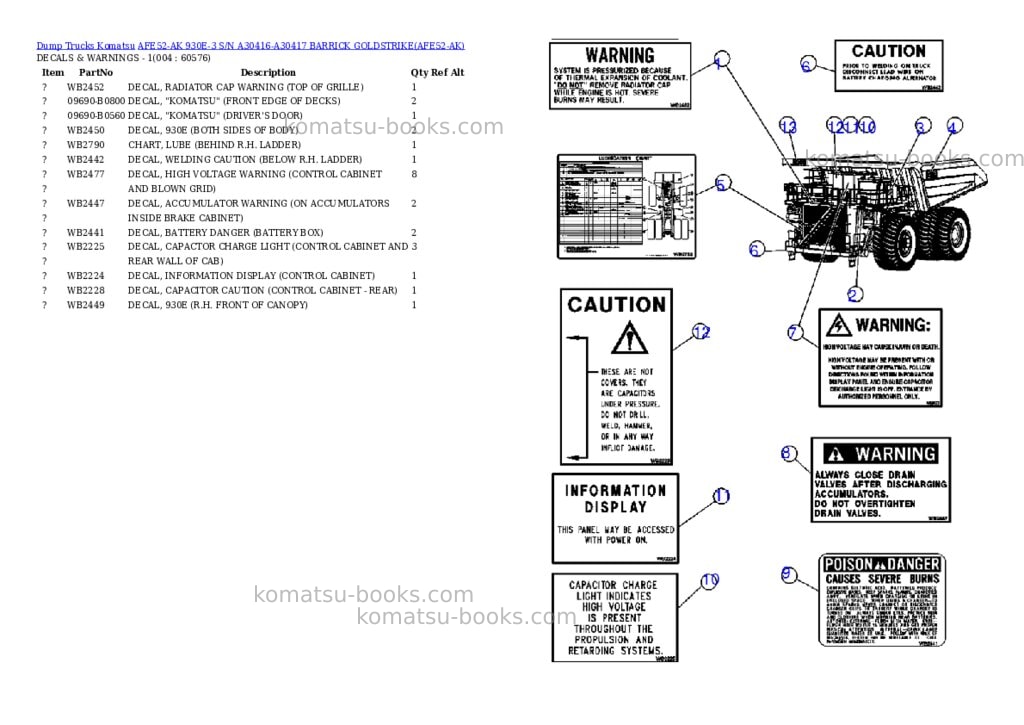 Komatsu afe52-ak 930e-3 s/n a30416-a30417 barrick goldstrike Parts catalog cover Page 2