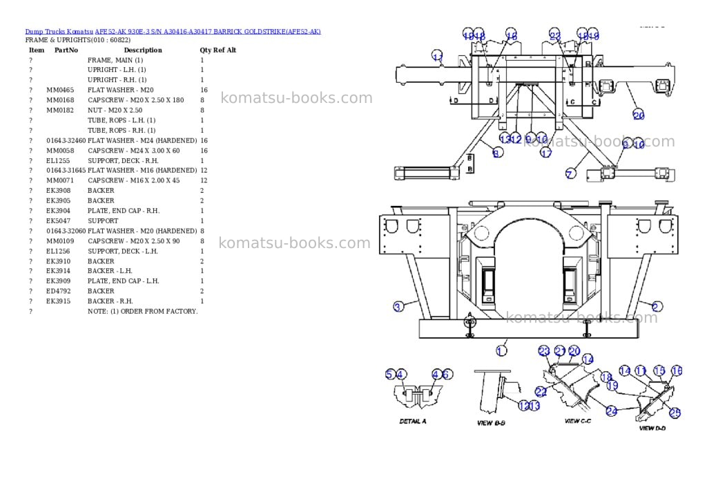 Komatsu afe52-ak 930e-3 s/n a30416-a30417 barrick goldstrike Parts catalog cover Page 5