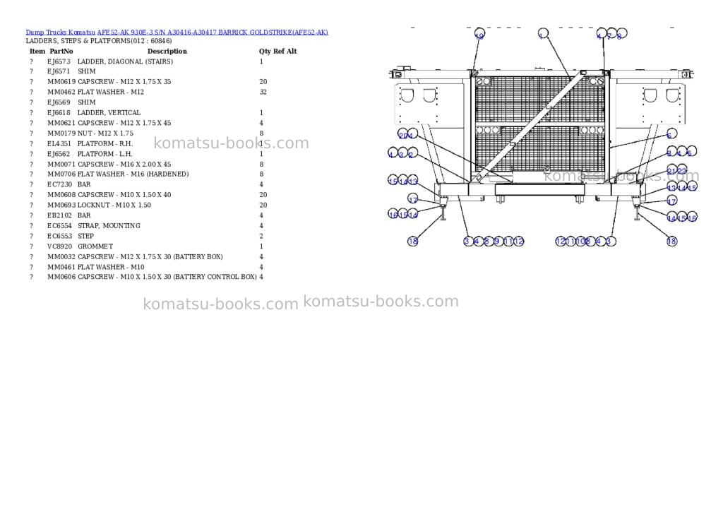 Komatsu afe52-ak 930e-3 s/n a30416-a30417 barrick goldstrike Parts catalog cover Page 6